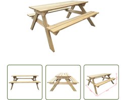 vidaXL Tuintafel - Picknicktafel - Picknicktafel 150x135x71,5 cm hout - Buitentafel - Houten Tafel - Grenenhouten Tafel