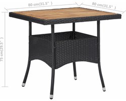 vidaXL - Tuintafel - poly - rattan - en - massief - acaciahout - zwart