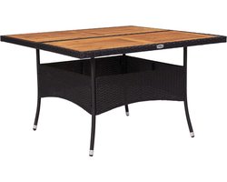 vidaXL - Tuintafel - poly - rattan - en - massief - acaciahout - zwart