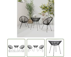 vidaXL Tuintafel - Tuinstoel - 3-delige Tuinset PVC-rattan zwart - Lounge Set - Buitendecoratie - Outdoor Furniture