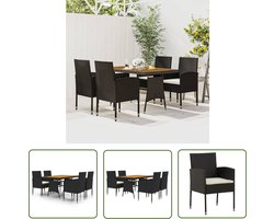 vidaXL Tuintafel - Tuinstoel - 5-delige Tuinset poly rattan zwart - Lounge Set - Buitendecoratie - Outdoor Furniture