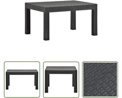 vidaXL Tuintafel - Tuinstoel - Tuintafel 58x58x41 cm PP rattan antracietkleurig - Outdoor Furniture - Patio Set - Garden Table