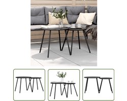 vidaXL Tuintafels - Salontafels - Tuintafeltjes 2 st rond gepoedercoat staal zwart - Buitentafels - Metalen Tafels - Zwarte Tafels