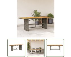 vidaXL Tuintafels - Tuin Tafel - Tuintafel met acaciahouten blad 190x80x75 cm poly rattan grijs - Outdoor Tafel - Patio Set - Lounge Set