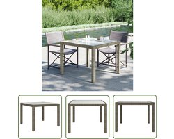 vidaXL Tuintafels - Tuinstoel - Tuintafel 90x90x75 cm gehard glas en poly rattan grijs - Outdoor Furniture - Veranda Set - Balkonset