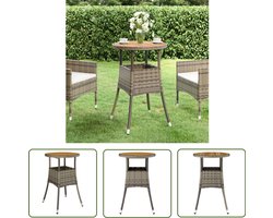 vidaXL Tuintafels - Tuinstoel - Tuintafel Ø60x75 cm acaciahout en poly rattan grijs - Outdoor Furniture - Veranda Set - Balkonset