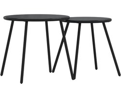 vidaXL - Tuintafeltjes - 2 - st - rond - gepoedercoat - staal - zwart