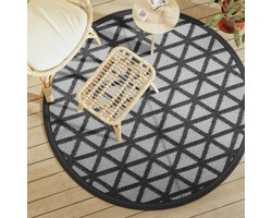 vidaXL Tuintapijt - Buitenkleed - Buitenkleed ARAKIL Ø160 cm polypropeen zwart - Patio Dekens - Veranda Kleden - Kunstgras Matten