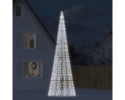 vidaXL Tuinverlichting - Lichtkegel - LED-kerstboom aan vlaggenmast 1534 LEDs koud wit 500 cm - Vlaggenmastverlichting - Led Lampen - Outdoor Lighting