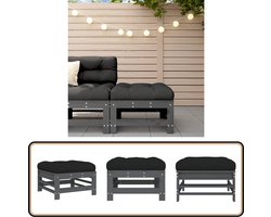 vidaXL Tuinvoetenbank - Grenenhout - Inclusief Kussen Tuin Bank - Voetenbank - Buitenbank - Lounge Set - Teak Bank