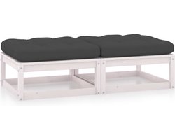 vidaXL - Tuinvoetenbanken - 2 - st - met - kussens - massief - grenenhout - wit