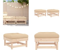 vidaXL Tuinvoetenbanken met kussens 2 st massief grenenhout - Tuinvoetenbank - Tuinvoetenbanken - Voetenbank - Voetensteun