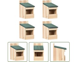 vidaXL Tuinvogels - Vogelhuisjes - Vogelhuisjes 4 st 12x16x20 cm vurenhout - Vogelvoer - Hout - Vurenhout