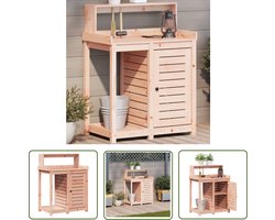 vidaXL Tuinwerktafel - Oppottafel - Oppottafel met schappen 82,5x50x109,5 cm massief douglashout - Douglas Hout - Buitentafel - Plantenkast