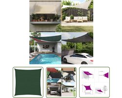 vidaXL Tuinzonescherm - Zonnezeil - Zonnezeil 160 g/m² 2,5x2,5 m HDPE donkergroen - Buitenschilderij - Patio Scherm - Veranda Zeil