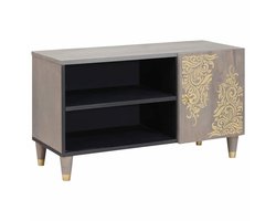 vidaXL - TV - Kast - Grijs - 80 - x - 33 - x - 46 - cm - Massief - Mango - Hout