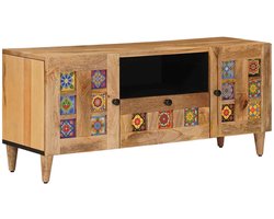 vidaXL - TV - Kast - met - lade - Naturel - 105 - x - 33,5 - x - 46 - cm - Massief - Mango - Hout