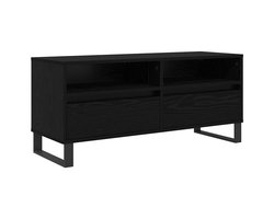 vidaXL - TV - Kast - met - lade - Zwart - Eiken - 100 - x - 34,5 - x - 44,5 - cm