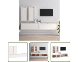 vidaXL Tv-kast - Televisiemeubel - Tv-meubelen 4 st massief grenenhout wit - Grenoble Hout - Wit Meubel - Salontafel