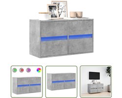 vidaXL Tv Kast - Tv Meubel - Tv-wandmeubel met LED-verlichting 80x31x45 cm betongrijs - Wandmontage - Led Verlichting - Beton Grijs