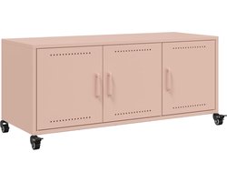 vidaXL - Tv-meubel - 100,5x39x43,5 - cm - staal - roze