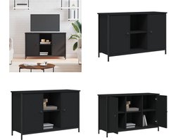 vidaXL - Tv-meubel - 100x35x65 - cm - bewerkt - hout - zwart