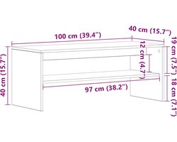 vidaXL - Tv-meubel - 100x40x40 - cm - bewerkt - hout - grijs - sonoma - eikenkleurig