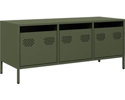 vidaXL - Tv-meubel - 101,5x39x43,5 - cm - koudgewalst - staal - olijfgroen