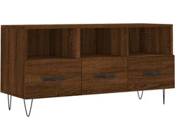 vidaXL - Tv-meubel - 102x36x50 - cm - bewerkt - hout - bruin - eikenkleur