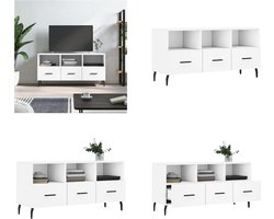vidaXL Tv-meubel 102x36x50 cm bewerkt hout wit - Tv-meubel - Tv-meubelen - Tv Kast - Opbergkast