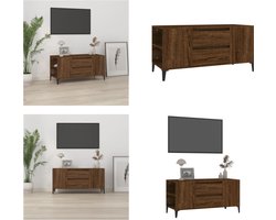 vidaXL Tv-meubel 102x44,5x50 cm bewerkt hout bruin eikenkleur - Tv-kast - Tv-kasten - Tv-meubel - Hifi-meubel