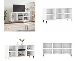vidaXL Tv-meubel 103-5x30x50 cm bewerkt hout wit - Tv-meubel - Tv-meubelen - Tv Kast - Opbergkast
