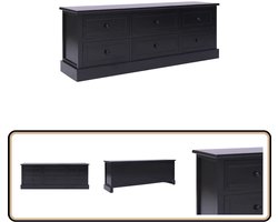 vidaXL Tv-meubel - 108x30x40 cm - Zwart Hout - 6 Lades Televisie Tafel - Tv Meubels - Hout Tv Stand - Zwarte Tv Kast - Opbergkast Livingroom