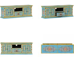 vidaXL Tv-meubel 110x30x40 cm massief mangohout blauw - Tv-meubel - Tv-meubelen - Tv-standaard - Televisiemeubel