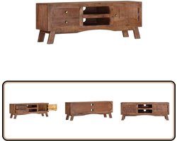 vidaXL Tv-meubel - 110x30x40 cm - Ruw mangohout Tv-meubel - Houten Tv-meubel - Mangohout Meubilair - Vintage Tv-stand - Retro Tv-tafel