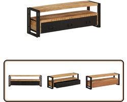 vidaXL Tv-meubel - 120x30x40 cm - Massief Mangohout Tv Kast - Industrieel Design - Mangohouten Tv-meubel - Houten Tv-tafel - Salon Meubilair