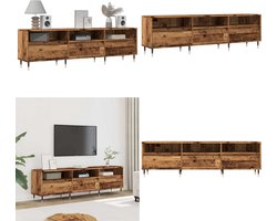 vidaXL Tv-meubel 150x30x44,5 cm bewerkt hout oud houtkleurig - Tv-meubel - Tv-meubels - Tv-kast - Hifi-kast