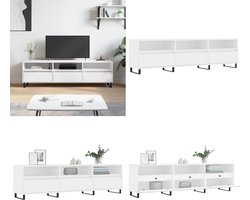 vidaXL Tv-meubel 150x30x44,5 cm bewerkt hout wit - Tv-meubel - Tv-meubels - Tv-kast - Hifi-kast