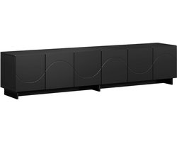 vidaXL - TV-meubel - 180 - x - 34,5 - x - 40 - cm - Zwart - Bewerkt - hout