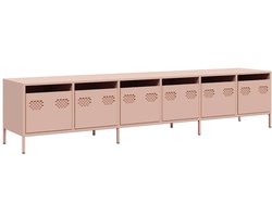 vidaXL - Tv-meubel - 202x39x43,5 - cm - koudgewalst - staal - roze