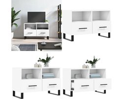vidaXL Tv-meubel 80x36x50 cm bewerkt hout wit - Tv-meubel - Tv-meubelen - Tv Kast - Opbergkast