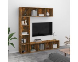 vidaXL Tv-meubel - Boekenkast - 3-delige boekenkast- / tv-meubelset 180x30x180 cm gerookt eiken - Houten Kast - Bruine Kast - Vintage Kast