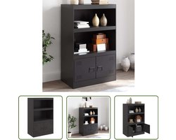 vidaXL Tv-meubel - Dressoir - Dressoir 67x39x107 cm staal zwart - Staal Dressoir - Zwarte Dressoir - Modern Dressoir