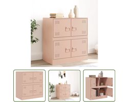 vidaXL Tv-meubel - Dressoir - Dressoir 67x39x73 cm staal roze - Rozerood - Staaldraad - Vintage