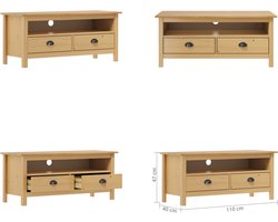 vidaXL Tv-meubel Hill 110x40x47 cm grenenhout honingbruin - Tv-kast - Tv-kasten - Televisiekast - Televisiekasten