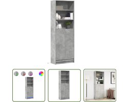 vidaXL Tv Meubel - Hoge Kast - Hoge kast met LED 69x32,5x200 cm bewerkt hout betongrijs - Bergruimte - Houten Kast - Led Verlichting