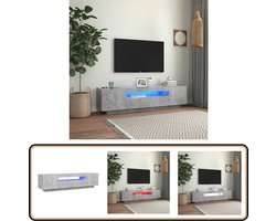 vidaXL Tv-meubel - LED-verlichting - 160x35x40 cm - Grijs Tv Meubels - Beton Grijs - Led Verlichting - Houten Tv Stand - Houten Salontafel