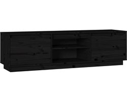 vidaXL Tv-meubel massief grenenhout zwart 140x35x40cm Tv Kast - Tv Meubels - Grenoble Hout - Black Furniture - Zwarte Tv Stand