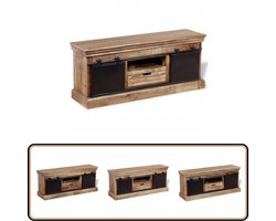 vidaXL Tv-meubel Massief Mangohout - 2 Schuifdeuren TV-meubel - Vintage Meubels - Industrieel Meubilair - Mangohouten Meubelen - Handmade Furniture