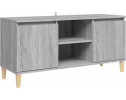 vidaXL - Tv-meubel - met - houten - poten - 103,5x35x50 - cm - grijs - sonoma - eiken
